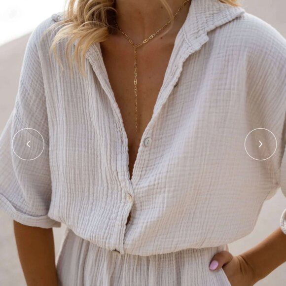 Greige Gauze Jumpsuit - Easy Clothes - One Size - Size Small to Medium - Picture 7 of 7